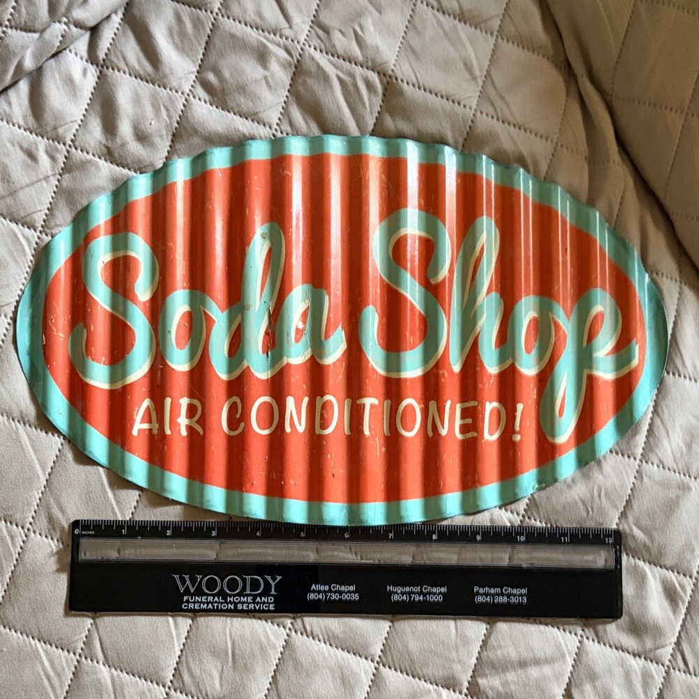 Soda Shop Metal Wall Sign - Orange & Aqua